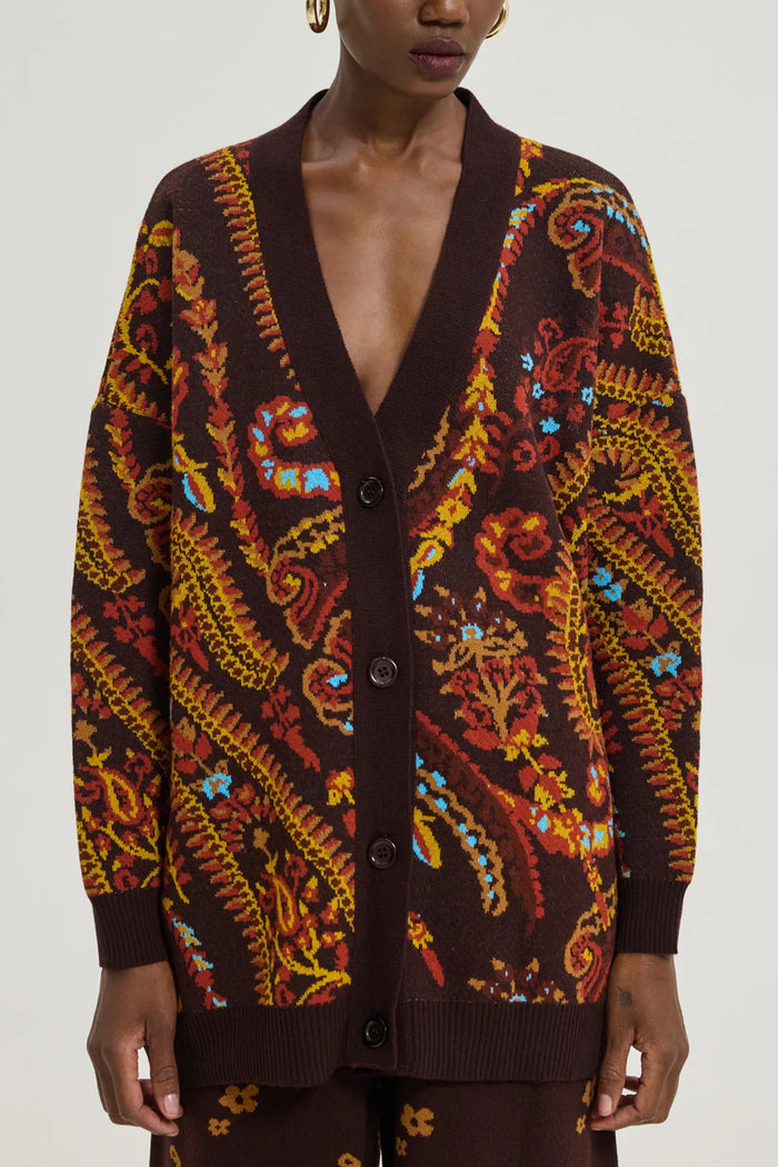 LONG OVERSIZED KNIT CARDIGAN MULTICOLOR