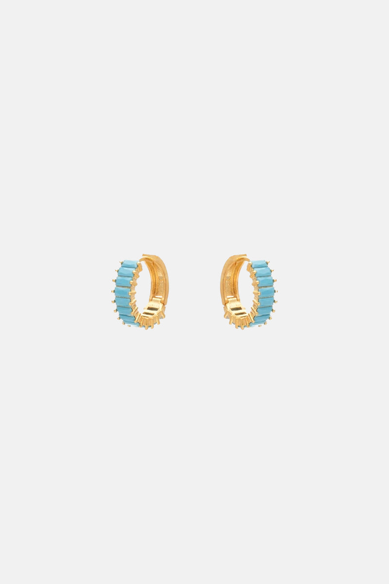 SMALL ZIRCONIA HOOPS "ELLE" GOLD/TURQUOISE