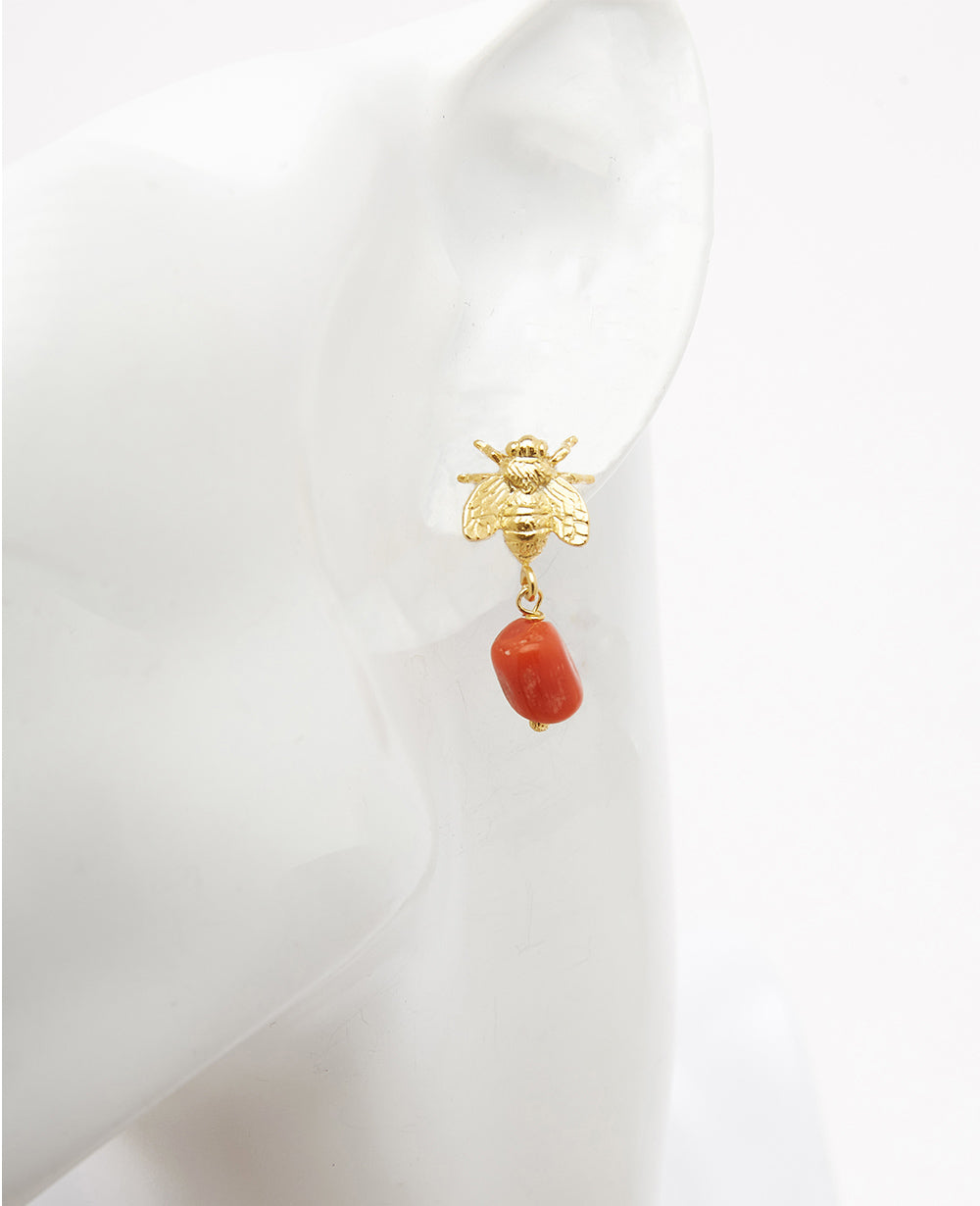 EARRINGS “MELISSA” GOLD/CORAL