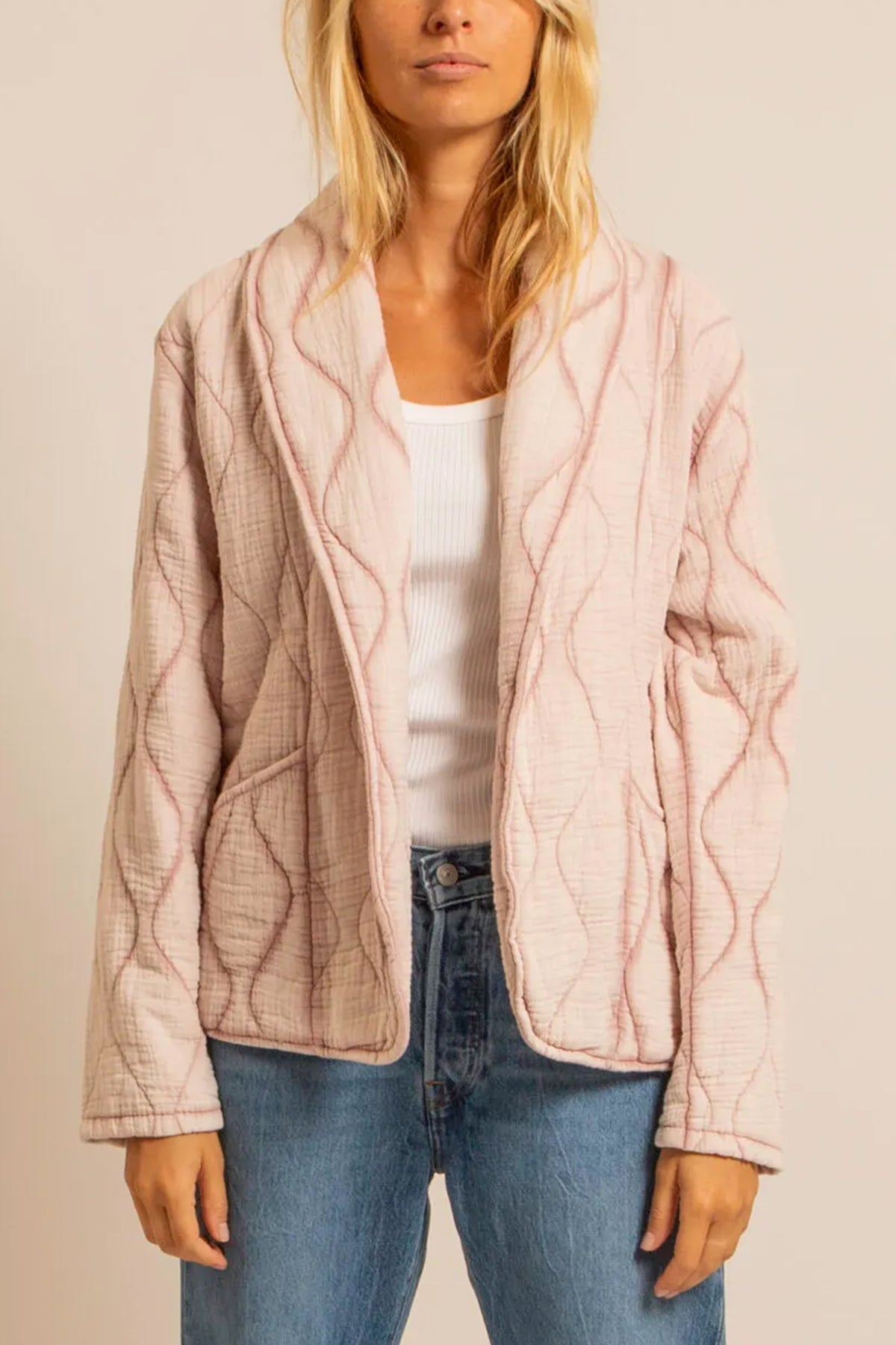 PADDED COTTON MUSSELINE JACKET "SANTORINI" POUDRE