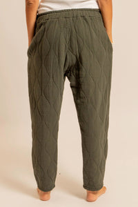 PADDED COTTON MUSSELINE PANTS KHAKI