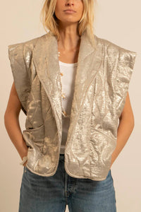 PADDED VEST "SHINY" BEIGE/GOLD