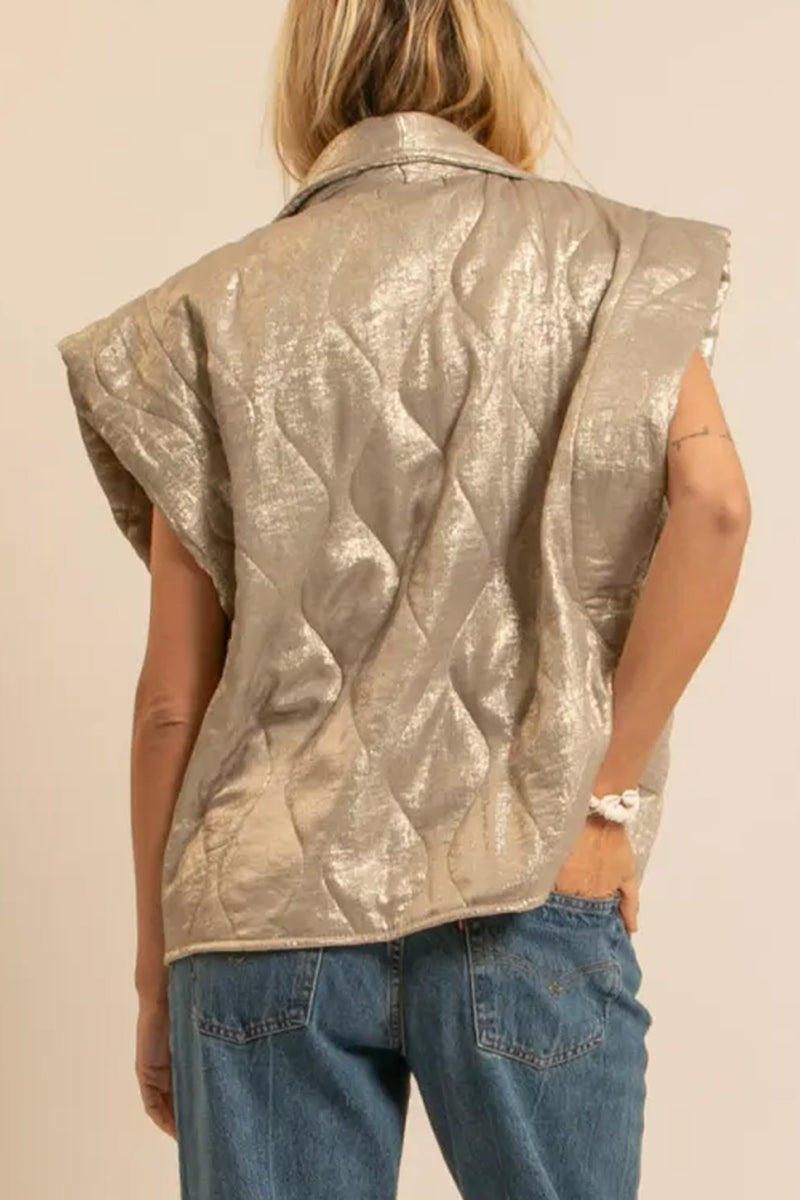 PADDED VEST "SHINY" BEIGE/GOLD