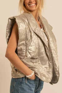 PADDED VEST "SHINY" BEIGE/GOLD