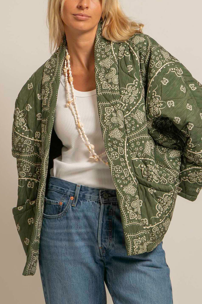 PADDED VISCOSE JACKET "BANDANA" GREEN