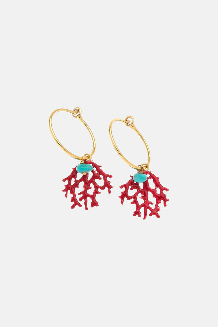 ENAMELED HOOPS "SMALL KORALLI" RED/GOLD