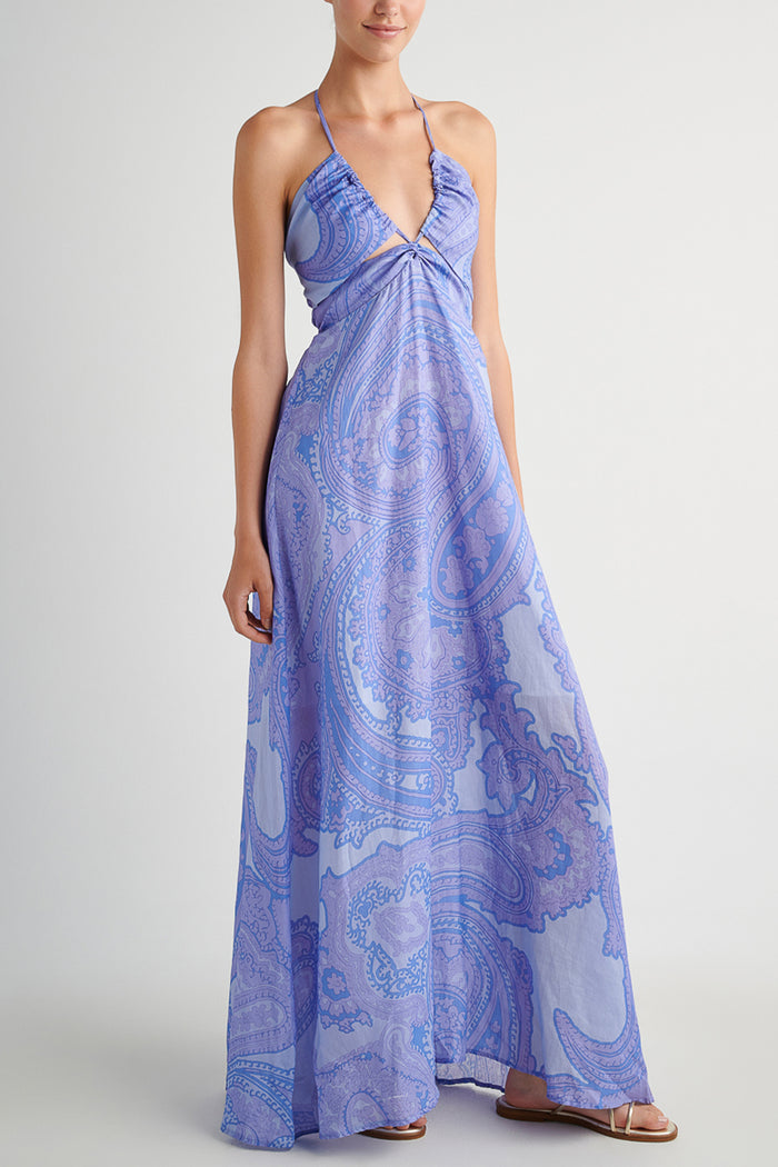 DRESS WITH CUT-OUTS "SYMI" LILAC/BLUE