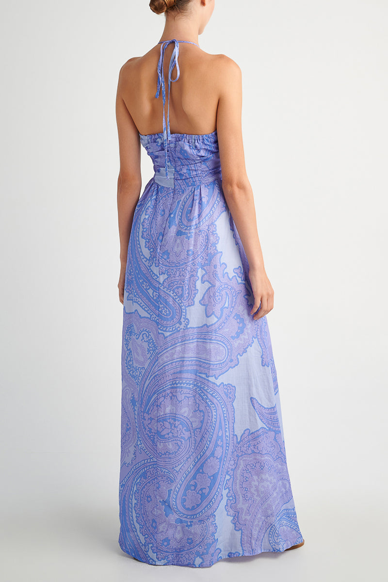 DRESS WITH CUT-OUTS "SYMI" LILAC/BLUE