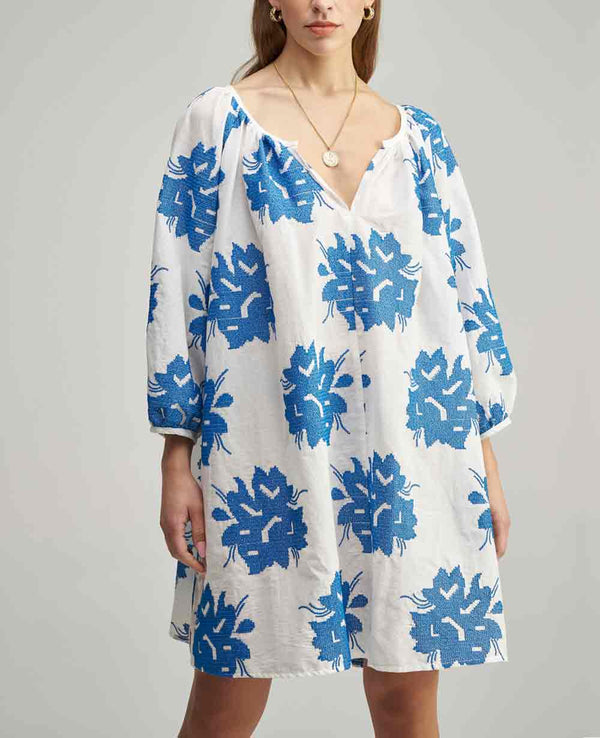 MINI DRESS "SENTONI" - WHITE/BLUE