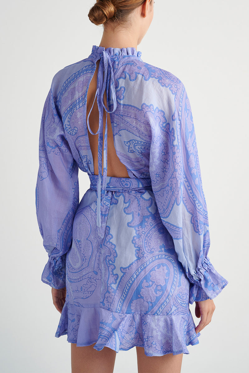 SHORT DRESS "SYMI" LILAC/BLUE