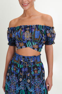 CROPPED TOP "ELAFONISI" BLACK/BLUE