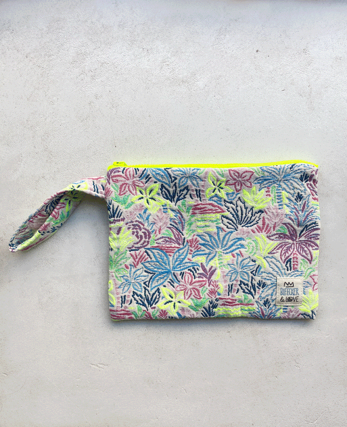 POUCH "WILD FLOWER" NEON YELLOW/MULTICOLOR