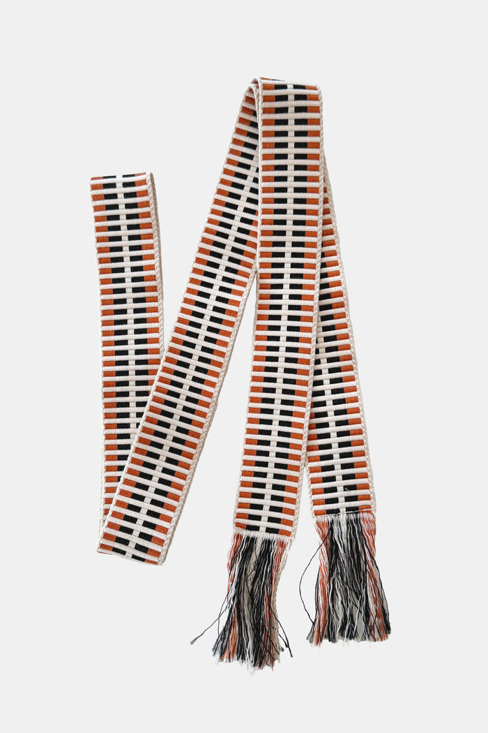 WOVEN BELT "GRAPHIC" DARK ECRU/ORANGE/BLACK