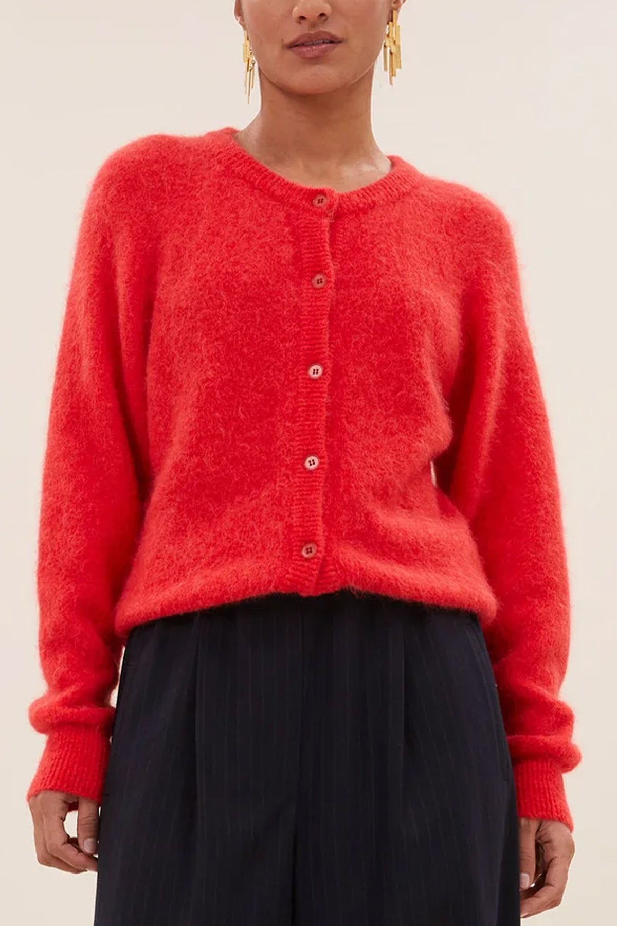 ALPAKA KNIT CARDIGAN NEON RED