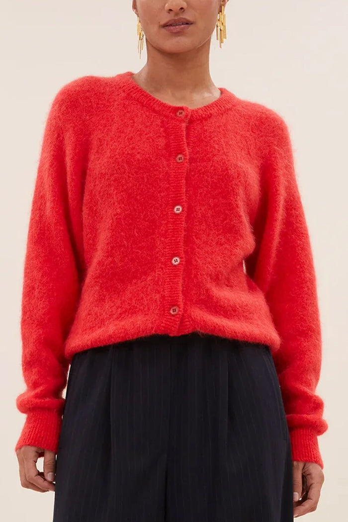 ALPAKA KNIT CARDIGAN NEON RED