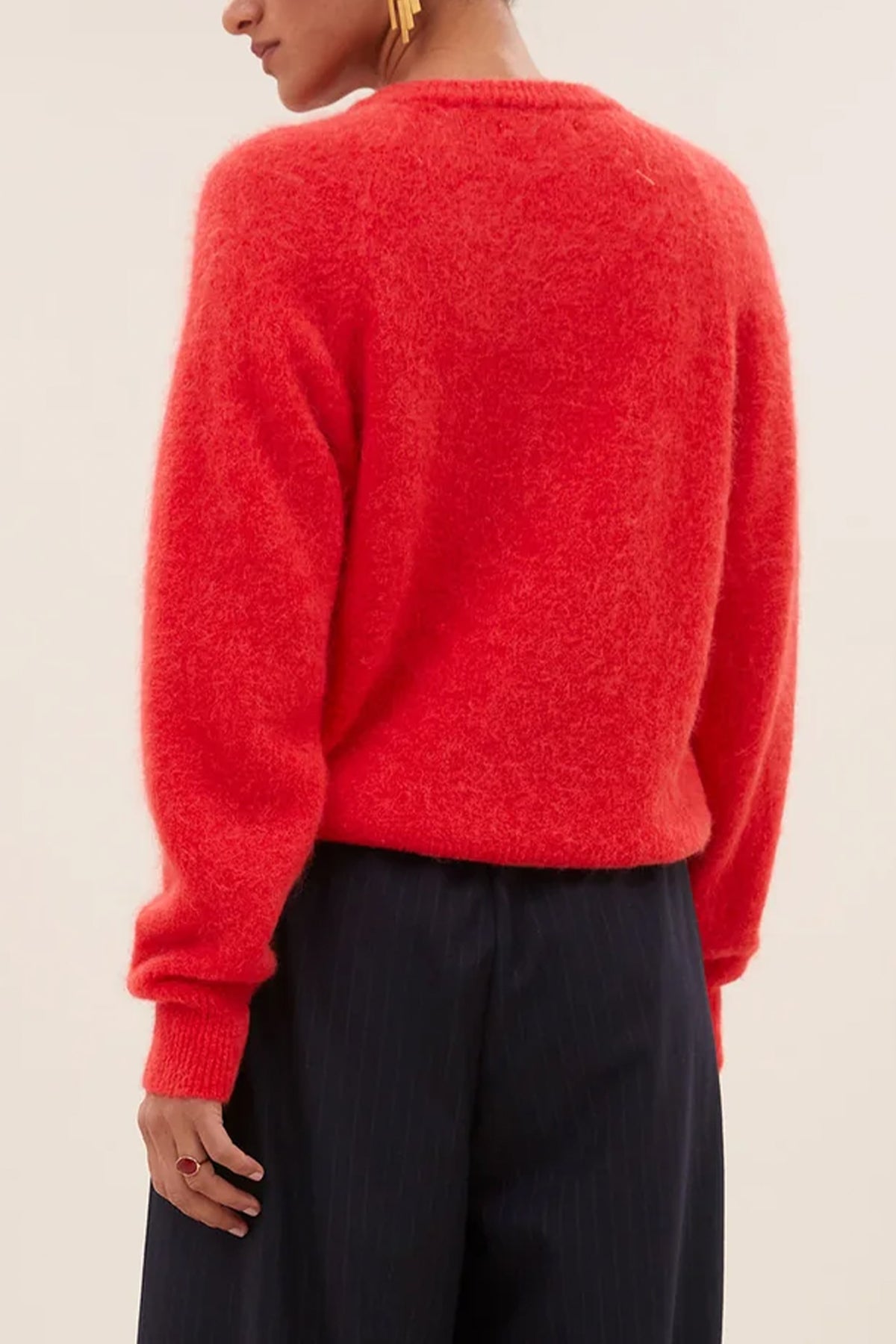 ALPAKA KNIT CARDIGAN NEON RED
