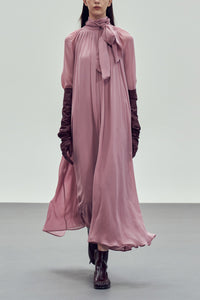 FLOWY VISCOSE CHIFFON DRESS "LILY" DUSTY PINK