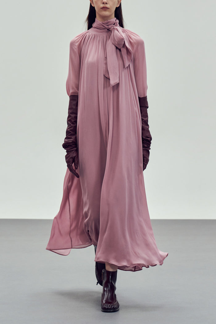 FLOWY VISCOSE CHIFFON DRESS "LILY" DUSTY PINK