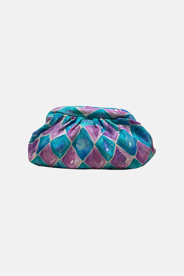 SMALL CLUTCH "SHELLS" PURPLE/TURQUOISE