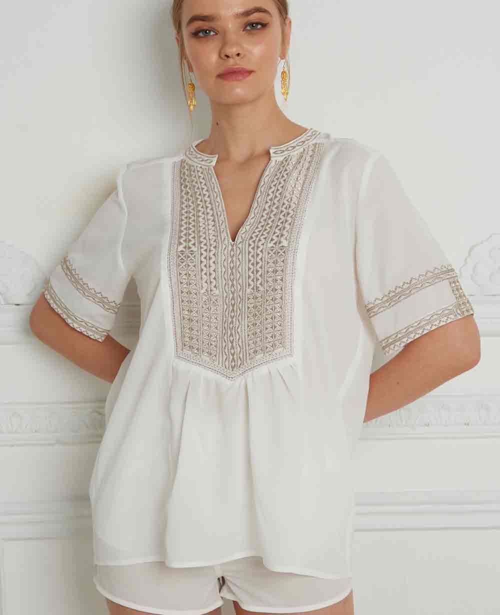 EMBROIDERED CHIFFON BLOUSE "CAPRI"