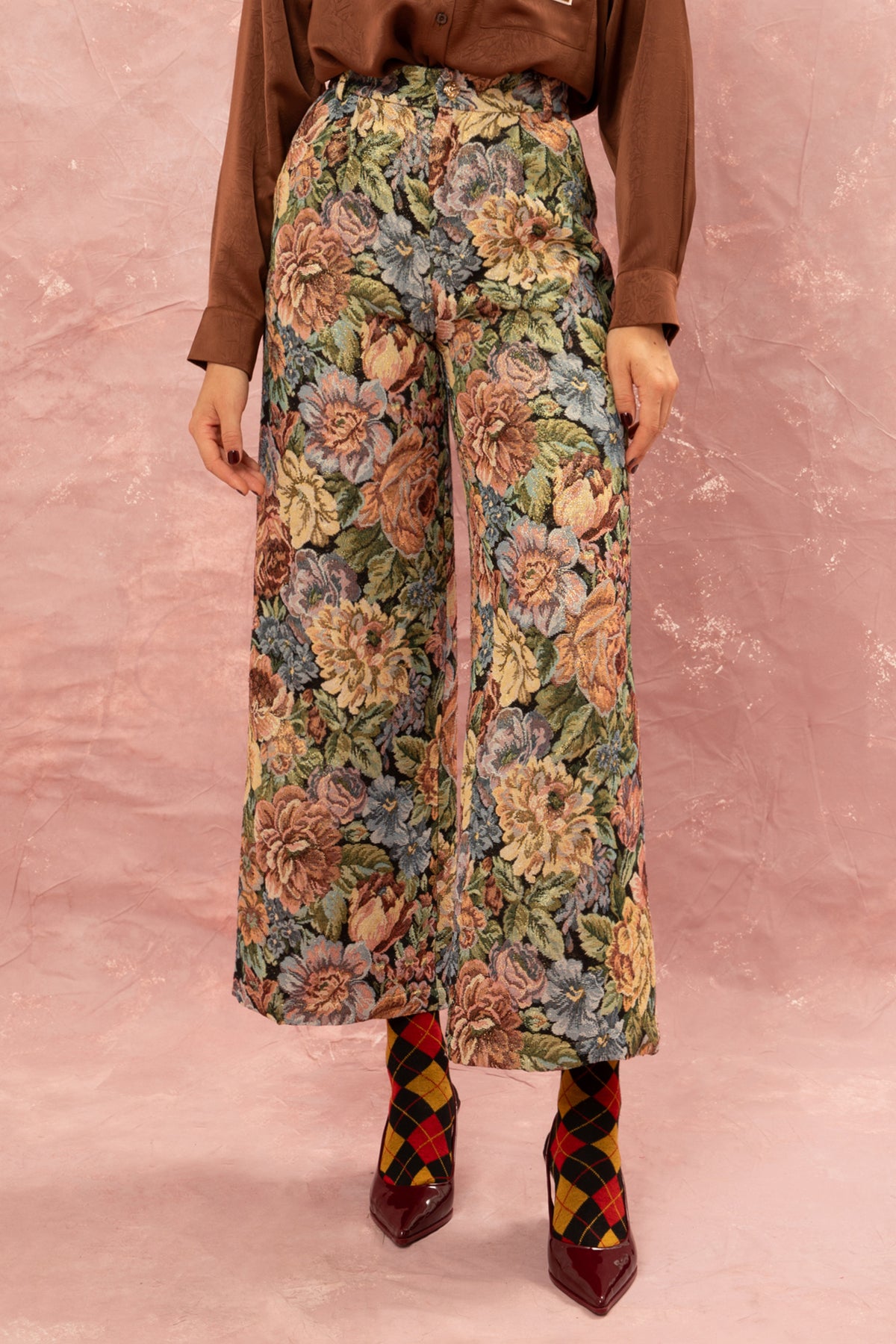 FLORAL JAQUARD PANTS MULTICOLOR