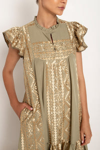 MIDI DRESS WITH RUFFLES "EMBROIDERED"