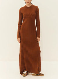 LONG KNIT DRESS "ALAMA" CHOCOLATE