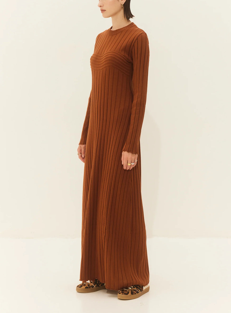 LONG KNIT DRESS "ALAMA" CHOCOLATE