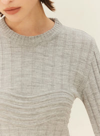 LONG KNIT DRESS "ALAMA" LIGHT GREY