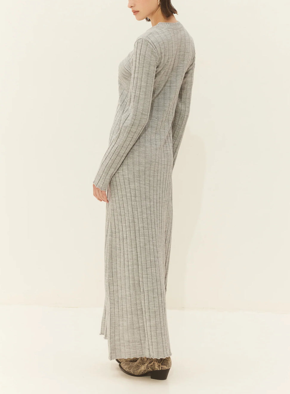 LONG KNIT DRESS "ALAMA" LIGHT GREY