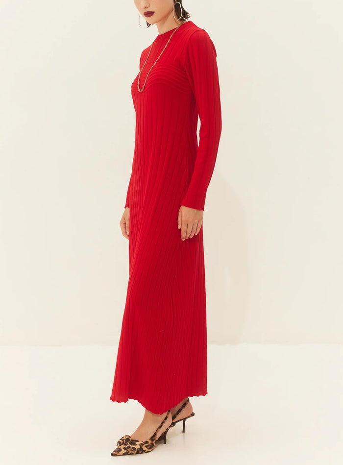 LONG KNIT DRESS "ALAMA" RED