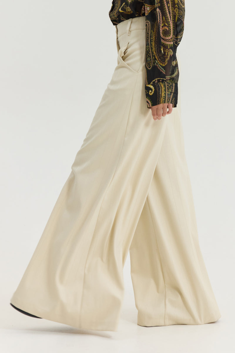 EXTRA WIDE SUIT PANTS CREAM