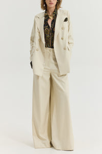 LONG OVERSIZED BLAZER WITH PAISLEY LINING CREAM