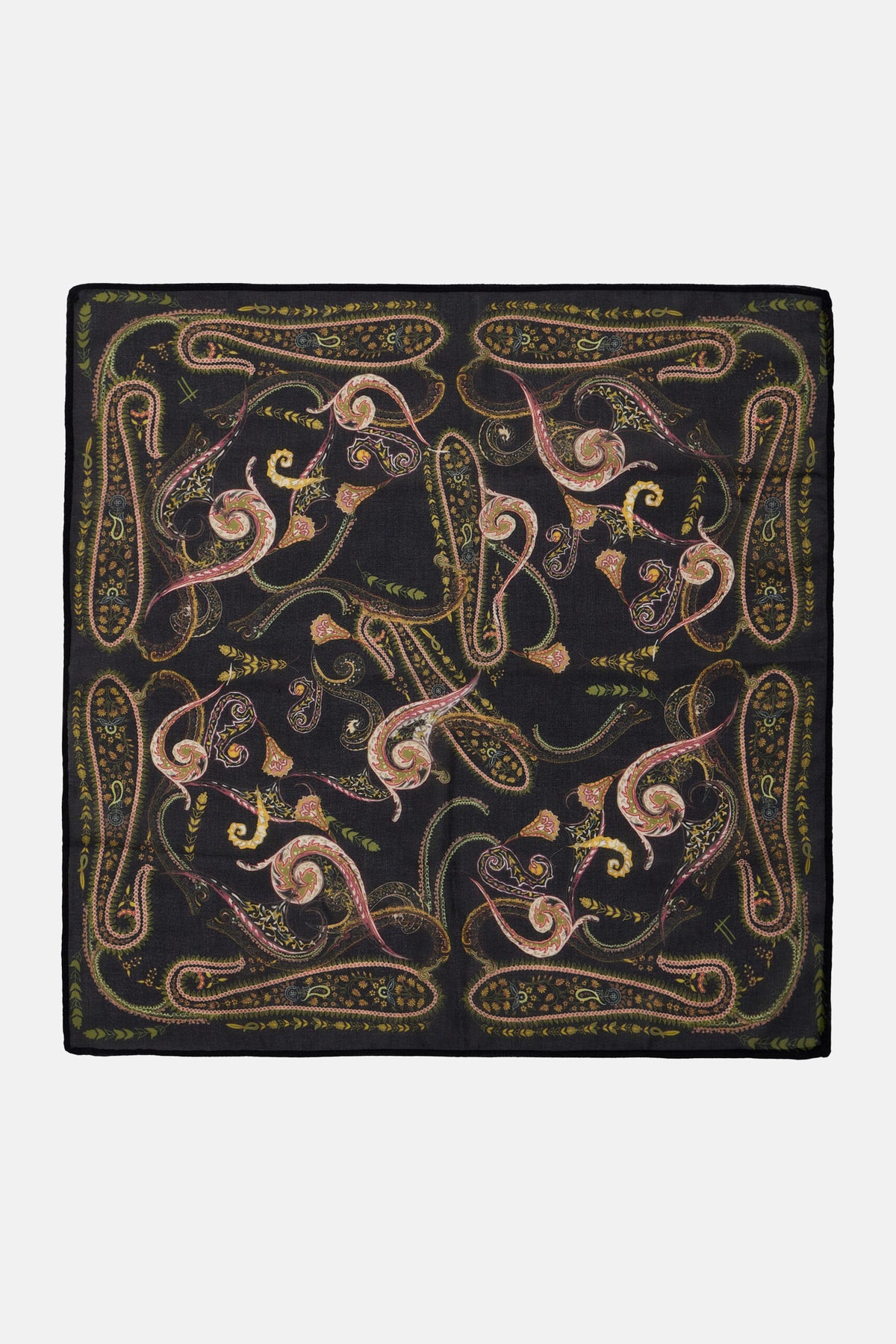 SILKY SCARF "LEMONCHELLO" BLACK PAISLEY