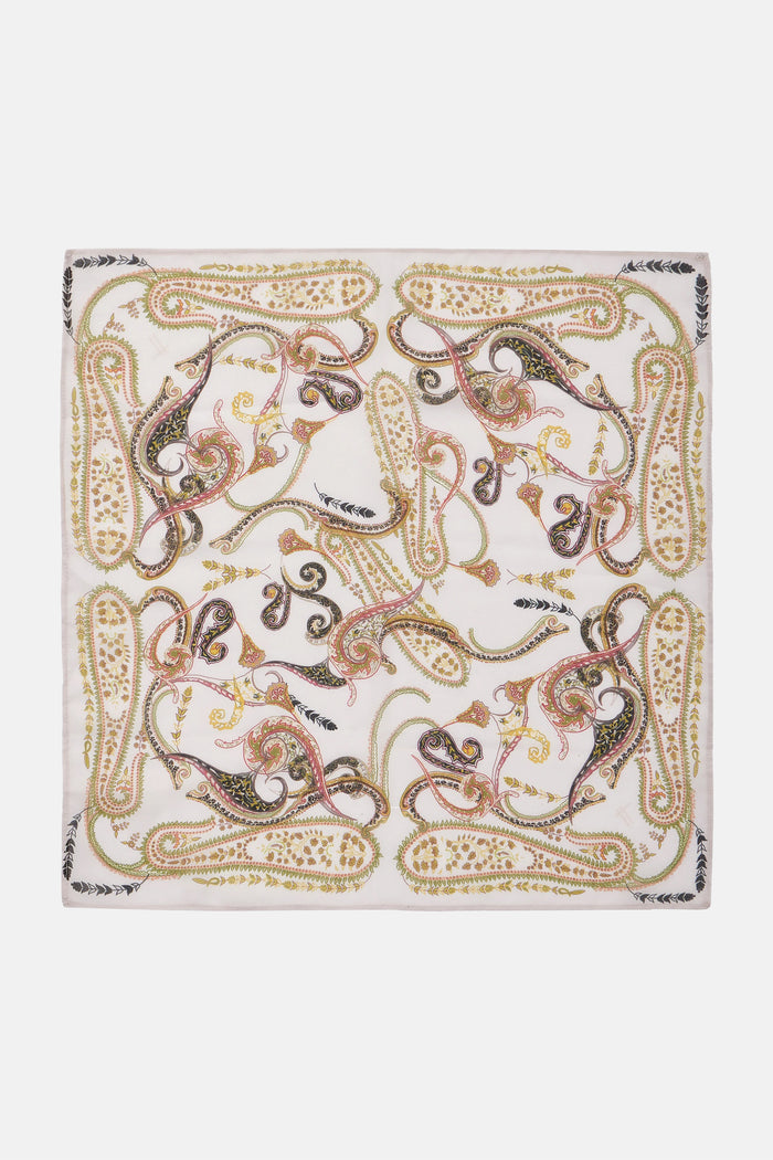 SILKY SCARF "LEMONCHELLO" CREAM PAISLEY