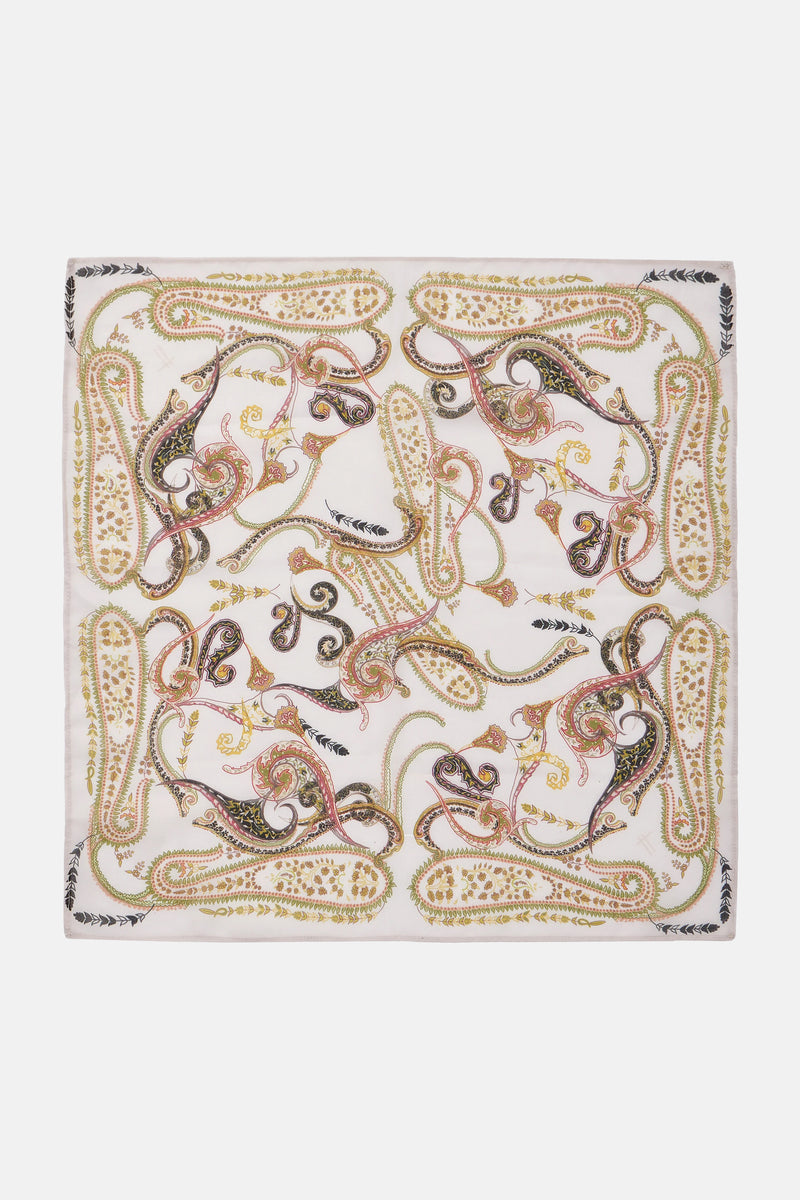 SILKY SCARF "LEMONCHELLO" CREAM PAISLEY