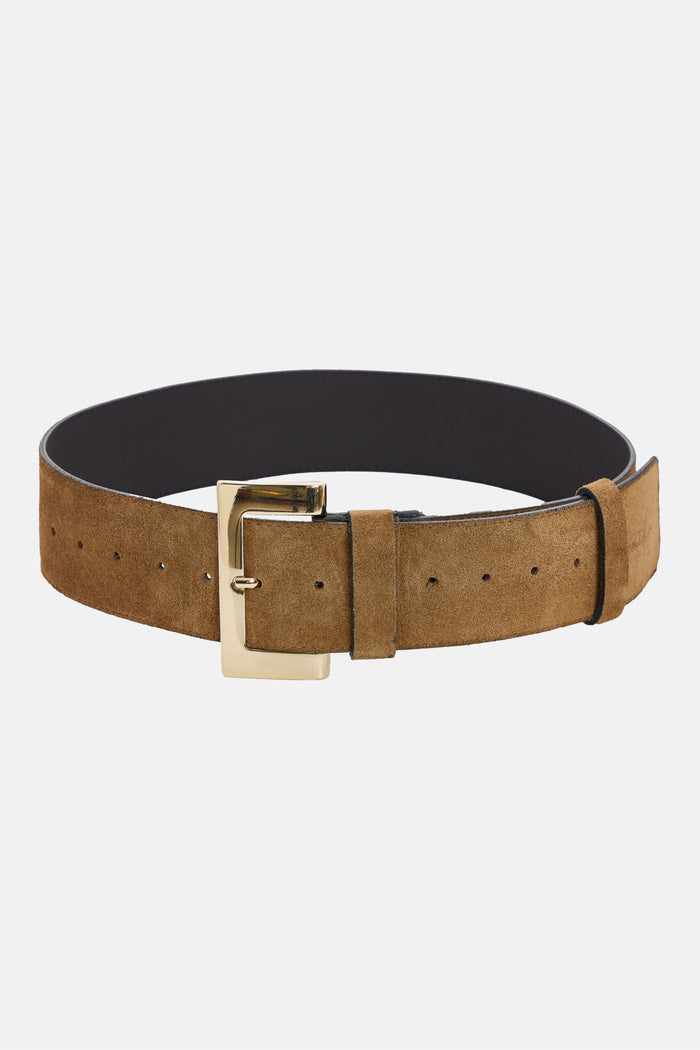 SUEDE LEATHER BELT "DRAGONFRUIT" TABACCO