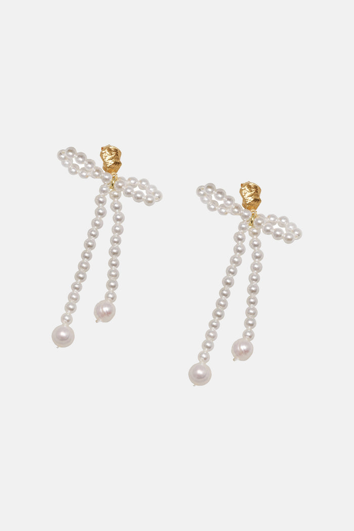 PEARL EARRINGS WITH BOW "FEDRA" WHITE
