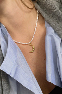 PEARL NECKLACE "MELIES MOON" WHITE/GOLD