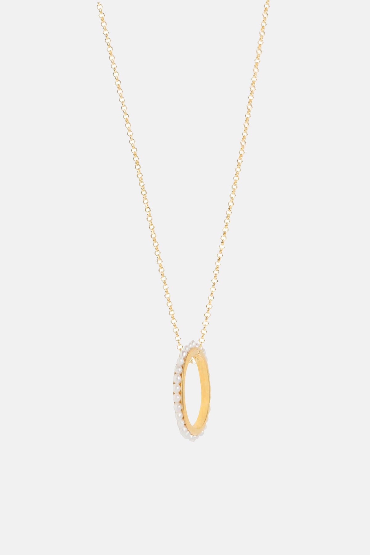 THIN NECKLACE "LUNA OVAL PEARLS" GOLD/WHITE