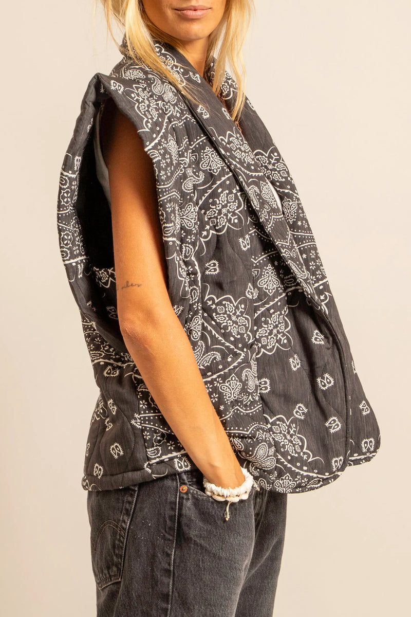 PADDED VISCOSE VEST "BANDANA" ANTHRAZIT