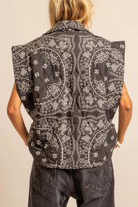 PADDED VISCOSE VEST "BANDANA" ANTHRAZIT