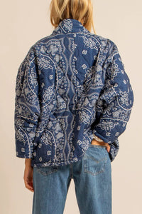 PADDED VISCOSE JACKET "BANDANA" BLUE