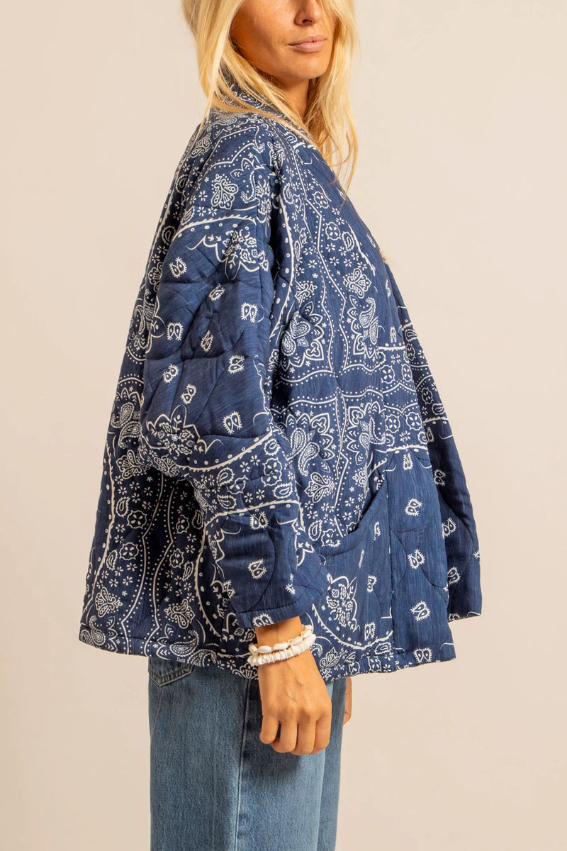 PADDED VISCOSE JACKET "BANDANA" BLUE