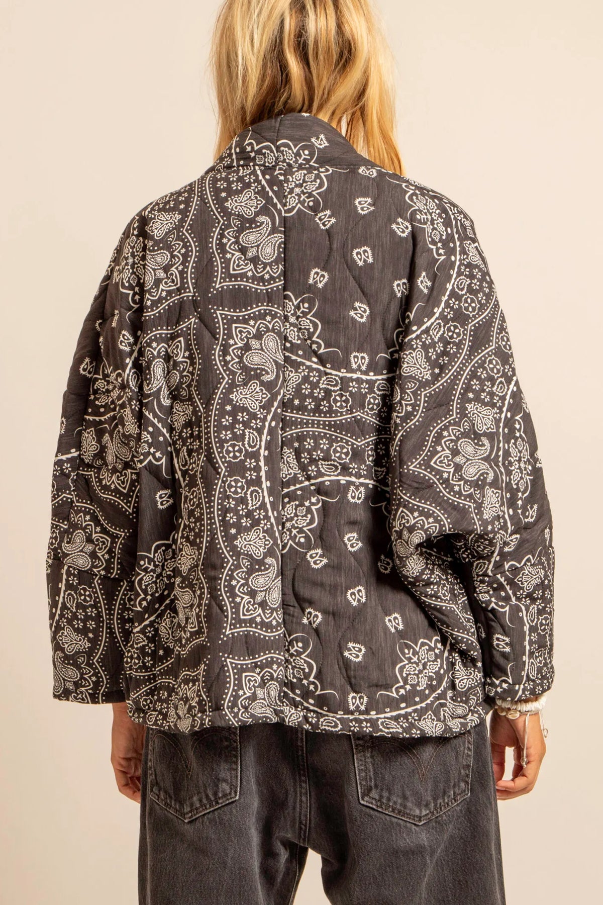 PADDED VISCOSE JACKET "BANDANA" BLACK