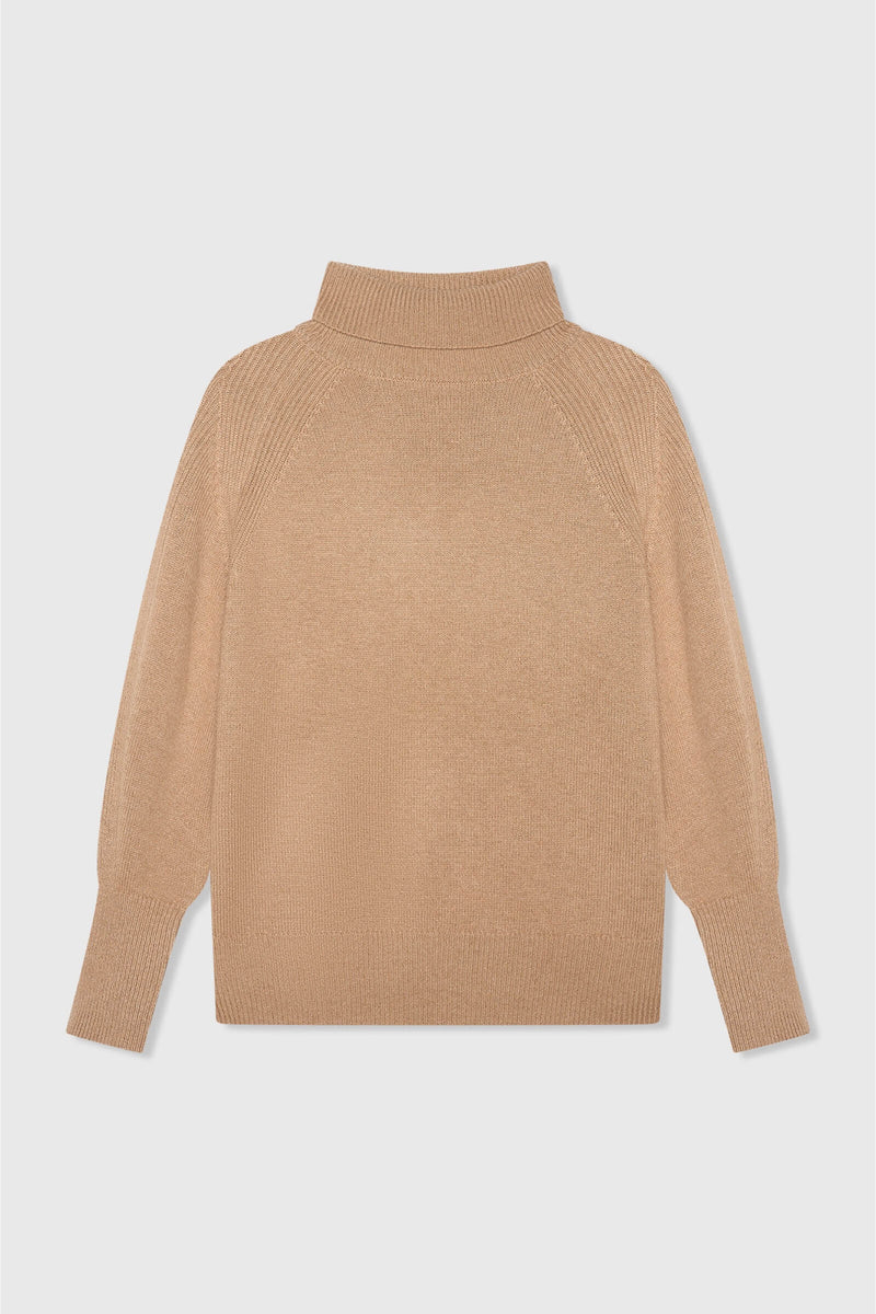 MERINO TURTLENECK PULLOVER "DAWSEY" CAMEL