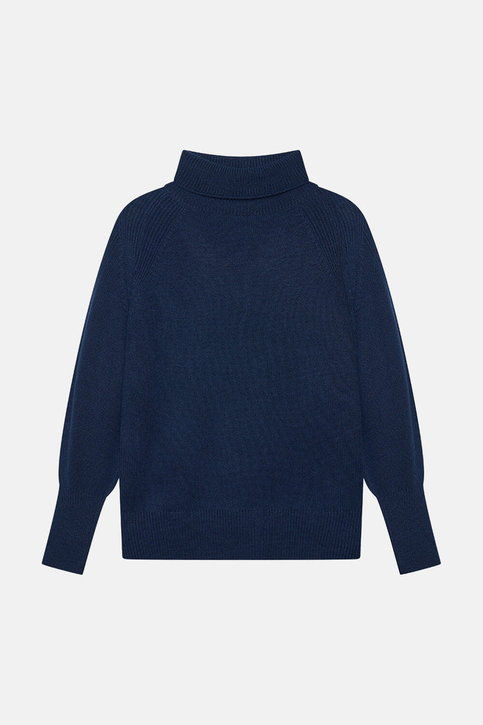 MERINO TURTLENECK PULLOVER "DAWSEY" NAVY BLUE