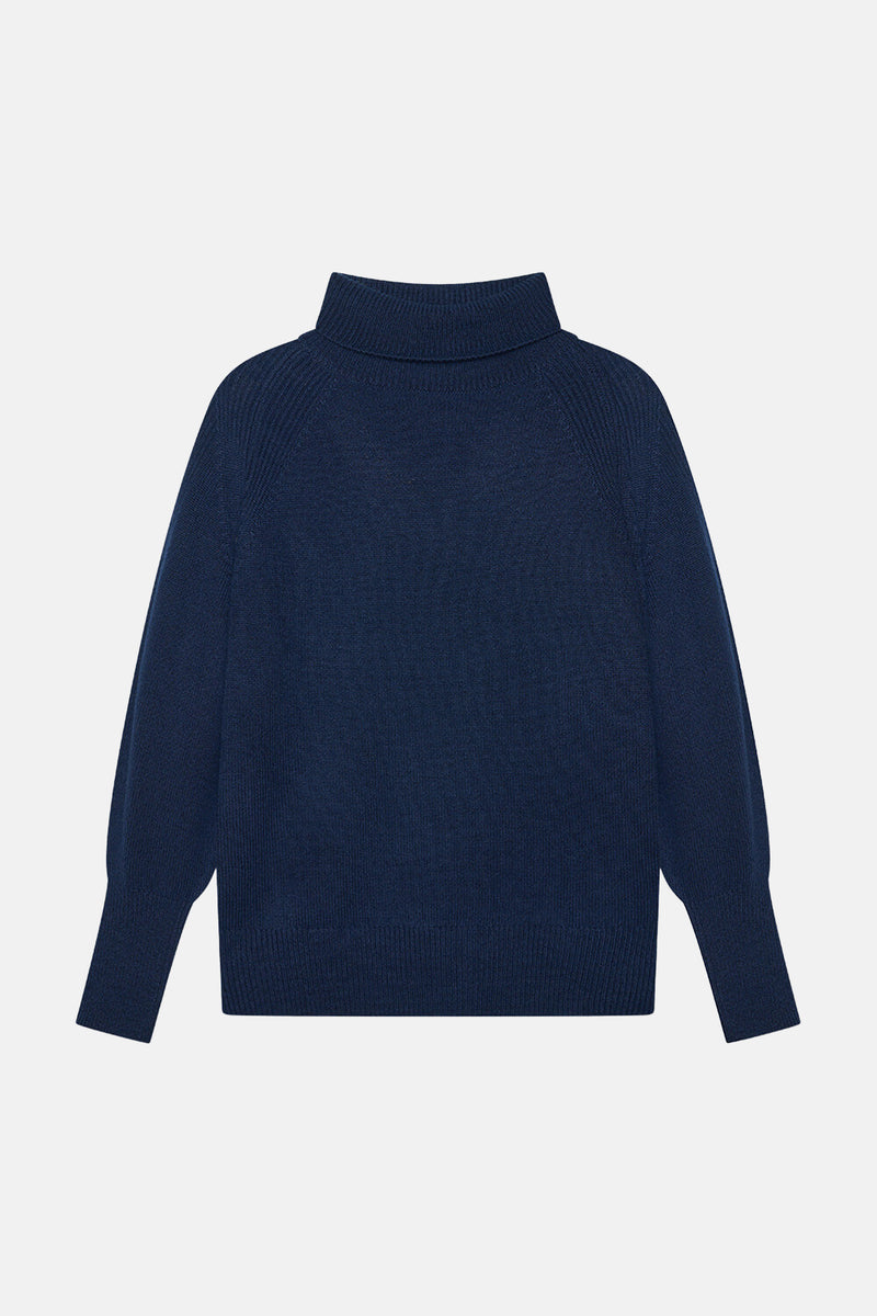 MERINO TURTLENECK PULLOVER "DAWSEY" NAVY BLUE