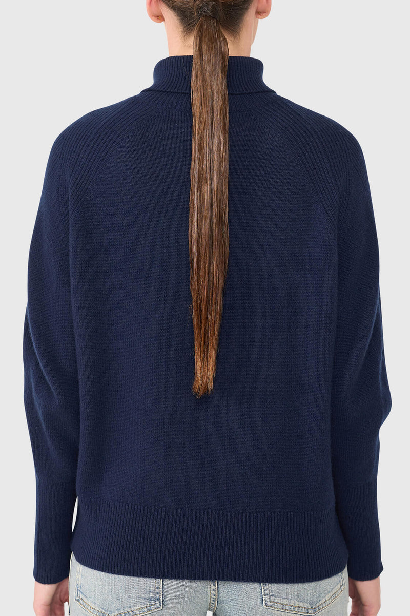 MERINO TURTLENECK PULLOVER "DAWSEY" NAVY BLUE