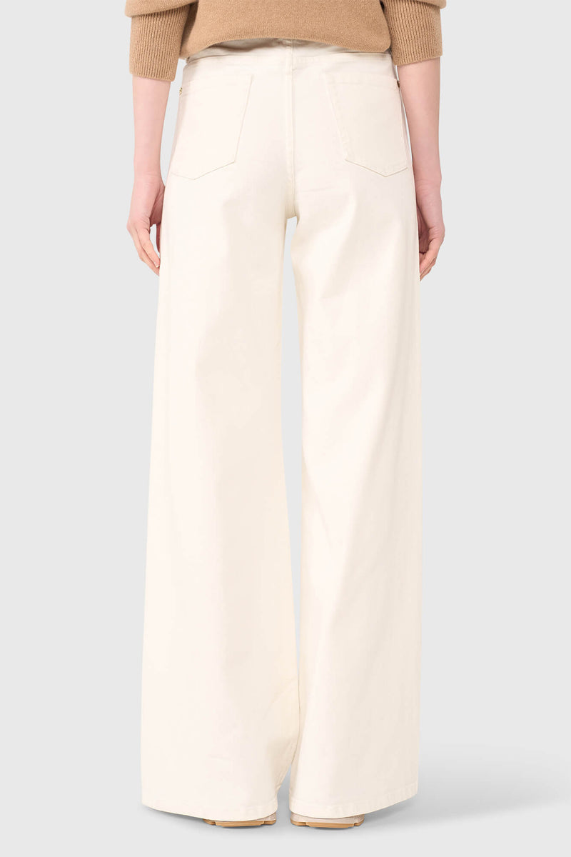 VERY WIDE LEG STRETCH DENIM PANTS OFFWHITE
